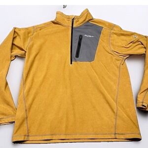 Eddie Bauer First Ascent Mens XL Quarter-Zip Fleece Brown Gray Outdoor Casual